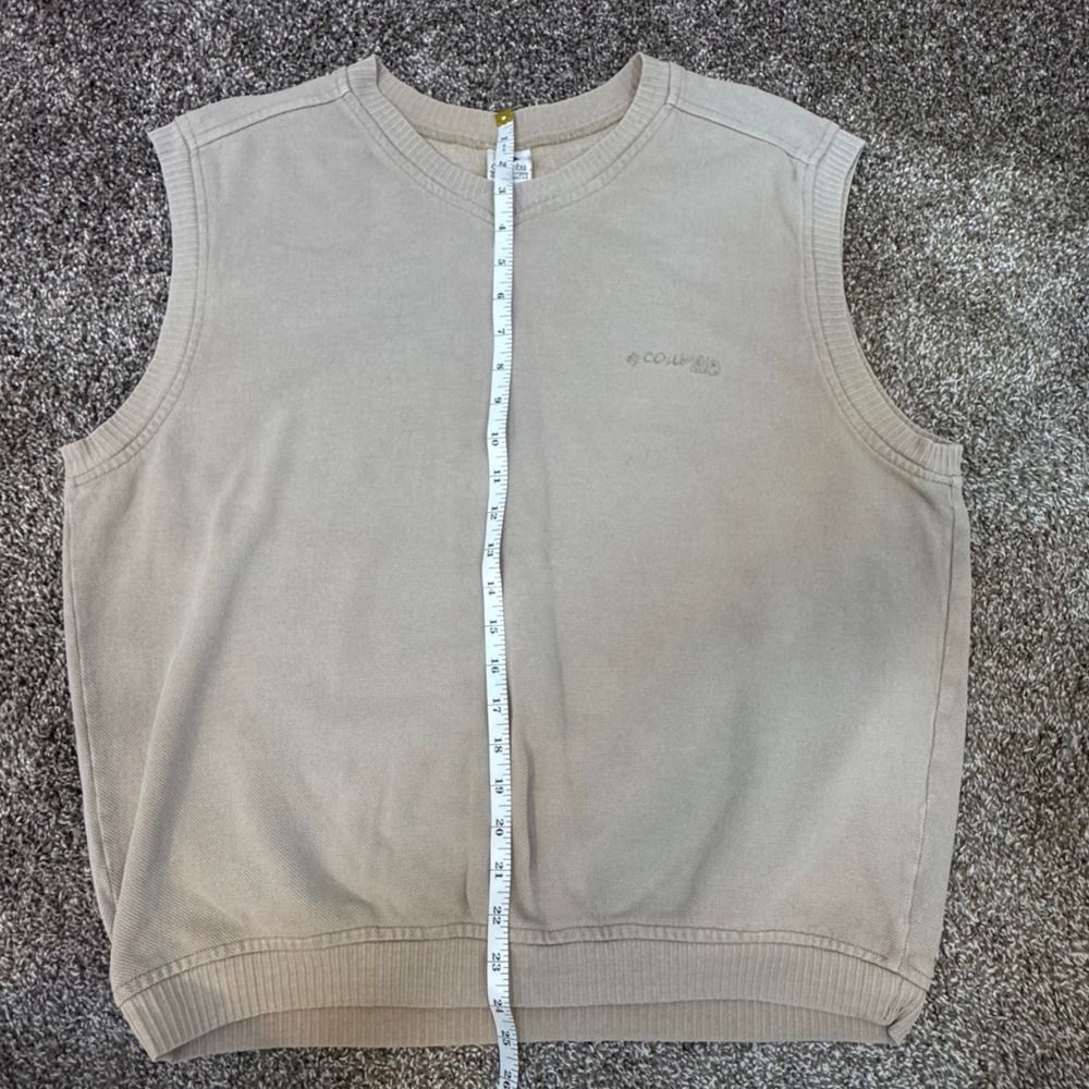 Vintage Columbia Sportswear Men's XL Tan Cotton Golf Sweater Vest Grandpacore - Picture 7 of 7